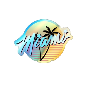 Miami Retro Vibes Holographic Stickers