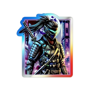 Cyber Samurai Holographic Sticker