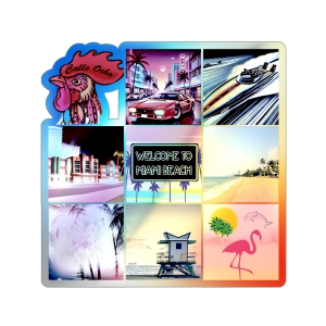 Miami Retro Vibes Mosaic Holographic Sticker